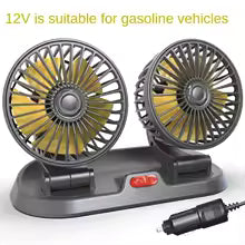 Podwójny Wentylator Samochodowy EAFC 360° – Regulowany, Cichy, USB / 12V / 24V