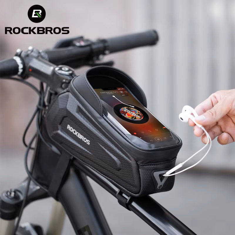 🚴‍♂️📱 ROCKBROS Torba Rowerowa na Telefon 6,5" 💦 | Wodoodporna 🚿 | Ekran Dotykowy 📲 | Na Ramę i Górną Rurę 🚲 | Praktyczne Etui na Telefon 🎒 | Akcesoria Rowerowe.