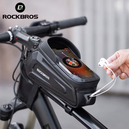 🚴‍♂️📱 ROCKBROS Torba Rowerowa na Telefon 6,5" 💦 | Wodoodporna 🚿 | Ekran Dotykowy 📲 | Na Ramę i Górną Rurę 🚲 | Praktyczne Etui na Telefon 🎒 | Akcesoria Rowerowe.