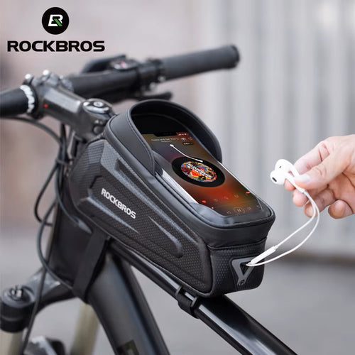 🚴‍♂️📱 ROCKBROS Torba Rowerowa na Telefon 6,5" 💦 | Wodoodporna 🚿 | Ekran Dotykowy 📲 | Na Ramę i Górną Rurę 🚲 | Praktyczne Etui na Telefon 🎒 | Akcesoria Rowerowe.