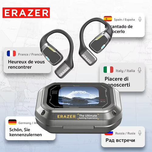 🎧🌍 ERAZER XP6 – Słuchawki Tłumaczące 135 Języków 🗣️ | Bluetooth 5.4 📱 | AI 🤖 | Bezprzewodowe Słuchawki Podróżne ✈️ | Korektor 🎶 | Ekran Dotykowy 👆