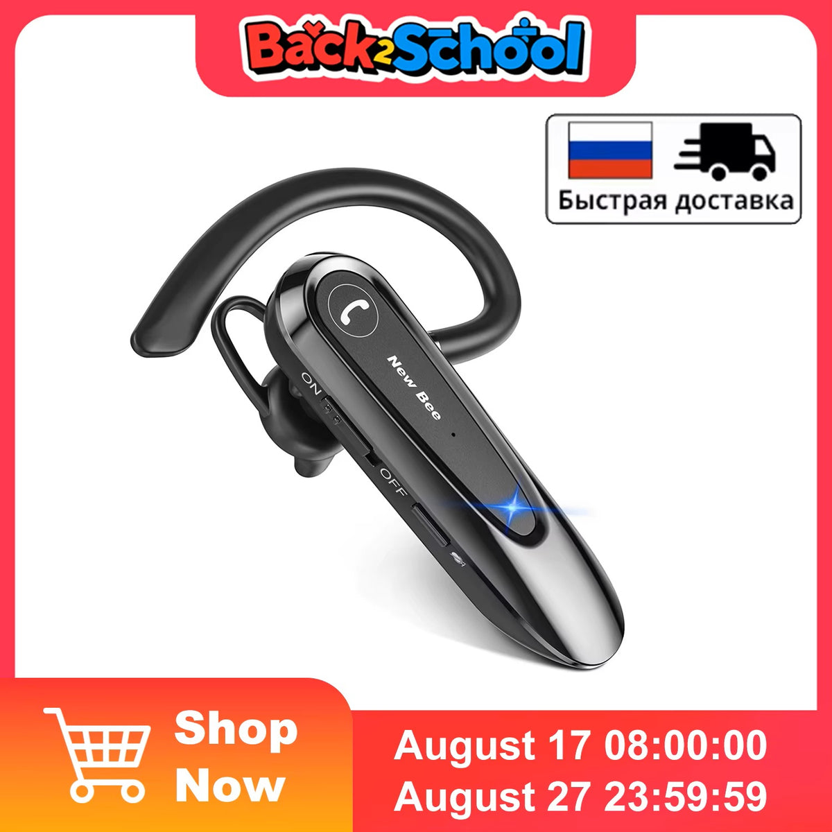 🎧📞 New Bee B45 – Bezprzewodowy Zestaw Słuchawkowy Bluetooth 5.0 🔵 | Podwójny Mikrofon 🎙️ | Redukcja Szumów 🌬️ | Hands-Free 🚗 | Do Rozmów Biznesowych 💼