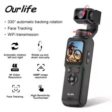 📸 Kamera Sportowa OURLIFE 4K WiFi z Gimbalem 330° – 64 MP, Ekran Dotykowy 1,72"