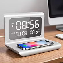 📱⚡ Bezprzewodowa Ładowarka Qi 30W z Budzikiem ⏰ i Termometrem 🌡️ | Stacja Ładująca z Wyświetlaczem LED 💡 | Kompatybilna z iPhone 📱, Samsung, Xiaomi i Urządzeniami Qi
