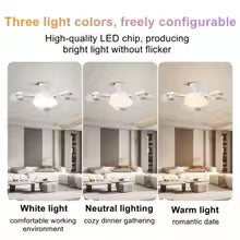 Lampa LED z Wentylatorem E27 2w1 | Pilot | Regulacja Jasności | Nowoczesna Lampa Sufitowa | Do Domu i Sypialni