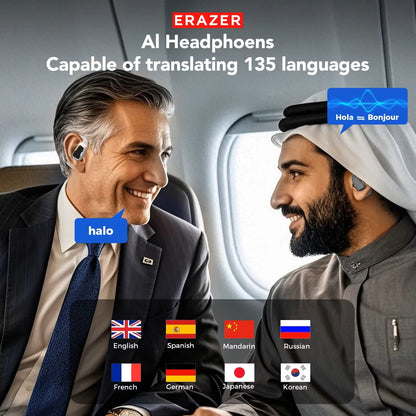 🎧🌍 ERAZER XP6 – Słuchawki Tłumaczące 135 Języków 🗣️ | Bluetooth 5.4 📱 | AI 🤖 | Bezprzewodowe Słuchawki Podróżne ✈️ | Korektor 🎶 | Ekran Dotykowy 👆