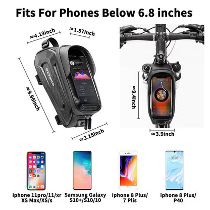 🚴‍♂️📱 ROCKBROS Torba Rowerowa na Telefon 6,5" 💦 | Wodoodporna 🚿 | Ekran Dotykowy 📲 | Na Ramę i Górną Rurę 🚲 | Praktyczne Etui na Telefon 🎒 | Akcesoria Rowerowe.