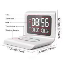 📱⚡ Bezprzewodowa Ładowarka Qi 30W z Budzikiem ⏰ i Termometrem 🌡️ | Stacja Ładująca z Wyświetlaczem LED 💡 | Kompatybilna z iPhone 📱, Samsung, Xiaomi i Urządzeniami Qi
