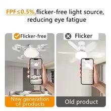 Lampa LED z Wentylatorem E27 2w1 | Pilot | Regulacja Jasności | Nowoczesna Lampa Sufitowa | Do Domu i Sypialni