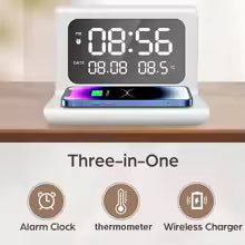 📱⚡ Bezprzewodowa Ładowarka Qi 30W z Budzikiem ⏰ i Termometrem 🌡️ | Stacja Ładująca z Wyświetlaczem LED 💡 | Kompatybilna z iPhone 📱, Samsung, Xiaomi i Urządzeniami Qi