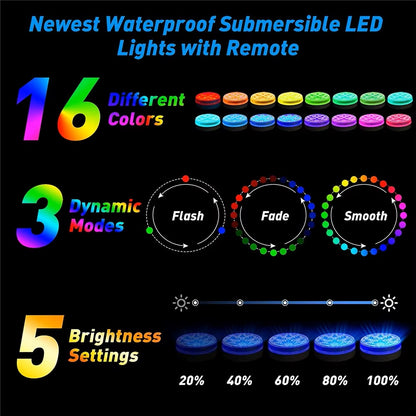 🏊‍♂️💦 Podwodne Oświetlenie Basenu LED RGB 🌈 – Wodoodporna Lampa Zatapialna 💡 | Pilot Zdalnego Sterowania 🎛️ | Do Basenu, Fontanny i Ogrodu 🌿✨ | IP68
