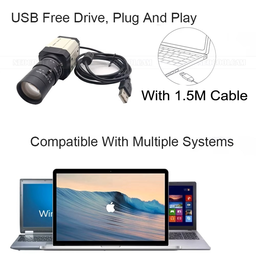 📷 NEOCoolcam Kamera USB 4MP HD 2560×1440 30FPS UVC | Obiektyw Zmiennoogniskowy 2.8–12 mm / 5–50 mm