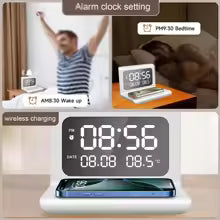 📱⚡ Bezprzewodowa Ładowarka Qi 30W z Budzikiem ⏰ i Termometrem 🌡️ | Stacja Ładująca z Wyświetlaczem LED 💡 | Kompatybilna z iPhone 📱, Samsung, Xiaomi i Urządzeniami Qi