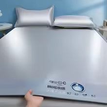 ❄️ Chłodząca Mata na Łóżko Ice Silk z Włóknami Węglowymi + Poszewki na Poduszki | Letnia Nakładka na Materac