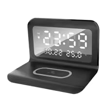 📱⚡ Bezprzewodowa Ładowarka Qi 30W z Budzikiem ⏰ i Termometrem 🌡️ | Stacja Ładująca z Wyświetlaczem LED 💡 | Kompatybilna z iPhone 📱, Samsung, Xiaomi i Urządzeniami Qi