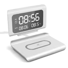 📱⚡ Bezprzewodowa Ładowarka Qi 30W z Budzikiem ⏰ i Termometrem 🌡️ | Stacja Ładująca z Wyświetlaczem LED 💡 | Kompatybilna z iPhone 📱, Samsung, Xiaomi i Urządzeniami Qi