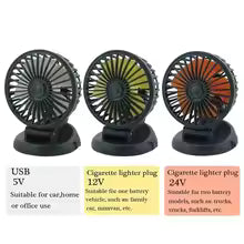 Podwójny Wentylator Samochodowy EAFC 360° – Regulowany, Cichy, USB / 12V / 24V