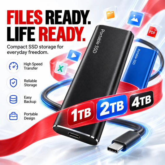 Przenośny dysk SSD USB 3.0 – 1TB, 2TB, 4TB lub 16TB – czarny, czerwony lub niebieski