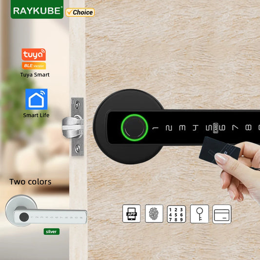 Zamek Cyfrowy RAYKUBE M5 – Inteligentny Zamek na Odcisk Palca | Aplikacja Tuya | Bluetooth | Kod PIN | Karta