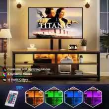 Szafka RTV Dripex z Uchwytem na Telewizor do 70" – Oświetlenie LED RGB, Półki na Konsolę i Sprzęt RTV