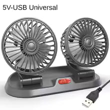 Podwójny Wentylator Samochodowy EAFC 360° – Regulowany, Cichy, USB / 12V / 24V