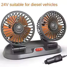 Podwójny Wentylator Samochodowy EAFC 360° – Regulowany, Cichy, USB / 12V / 24V