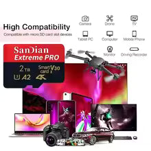 Karta pamięci microSD 128GB/512GB Class 10 U3 V30 + Adapter USB – Wodoodporna | Do telefonu, aparatu, kamery i laptopa