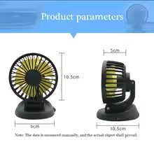 Podwójny Wentylator Samochodowy EAFC 360° – Regulowany, Cichy, USB / 12V / 24V