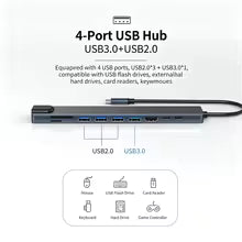 KEBIDUMEI Stacja Dokująca USB-C 10w1 HDMI 4K | HUB USB 3.0 | Ethernet RJ45 | Power Delivery 100W | Czytnik SD/TF | Adapter OTG | Space Gray