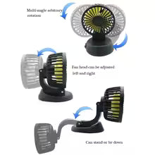 Podwójny Wentylator Samochodowy EAFC 360° – Regulowany, Cichy, USB / 12V / 24V