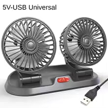 Podwójny Wentylator Samochodowy EAFC 360° – Regulowany, Cichy, USB / 12V / 24V